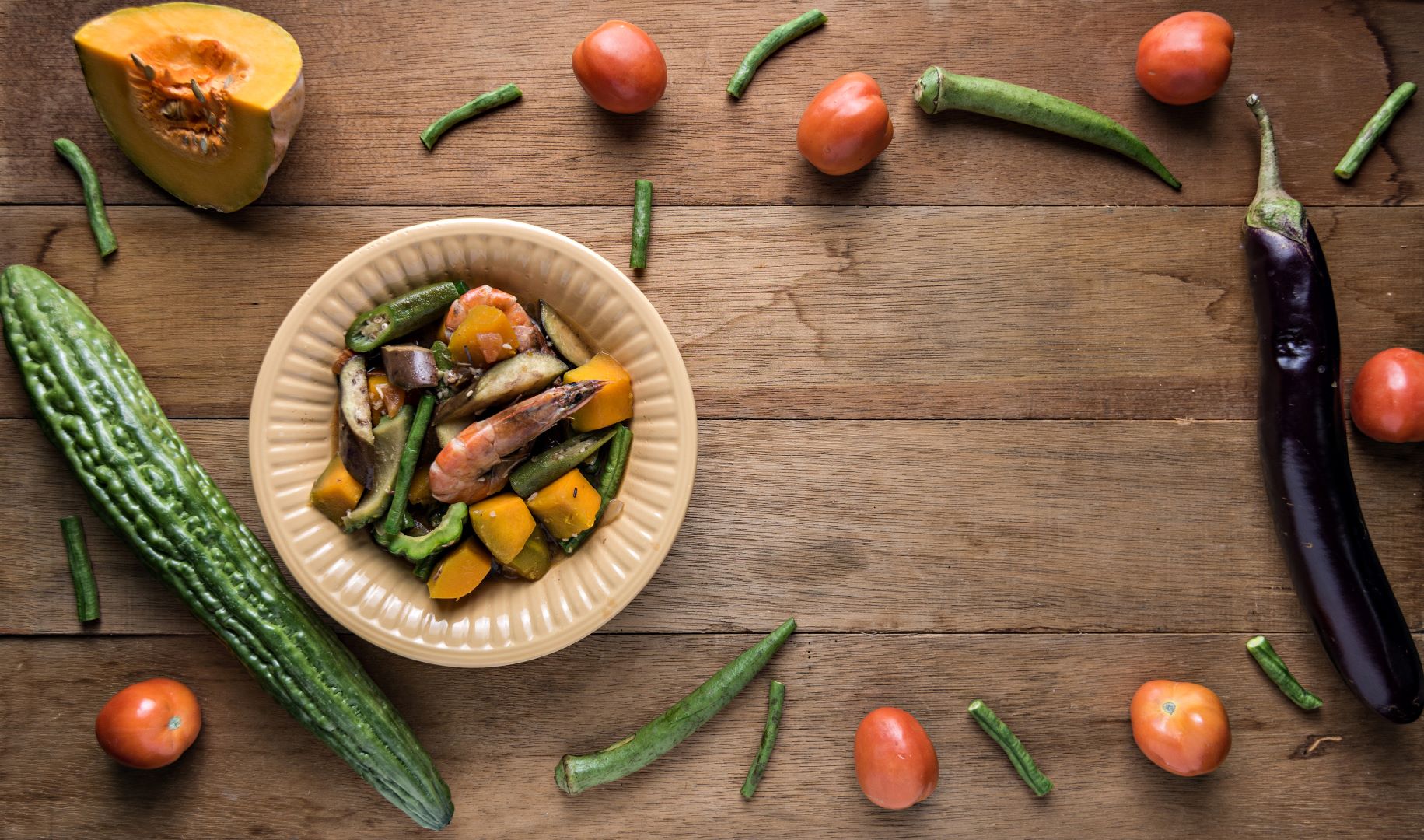 Pinakbet with shrimp and fresh vegetables