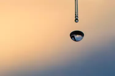 Water droplet on a sunset color background