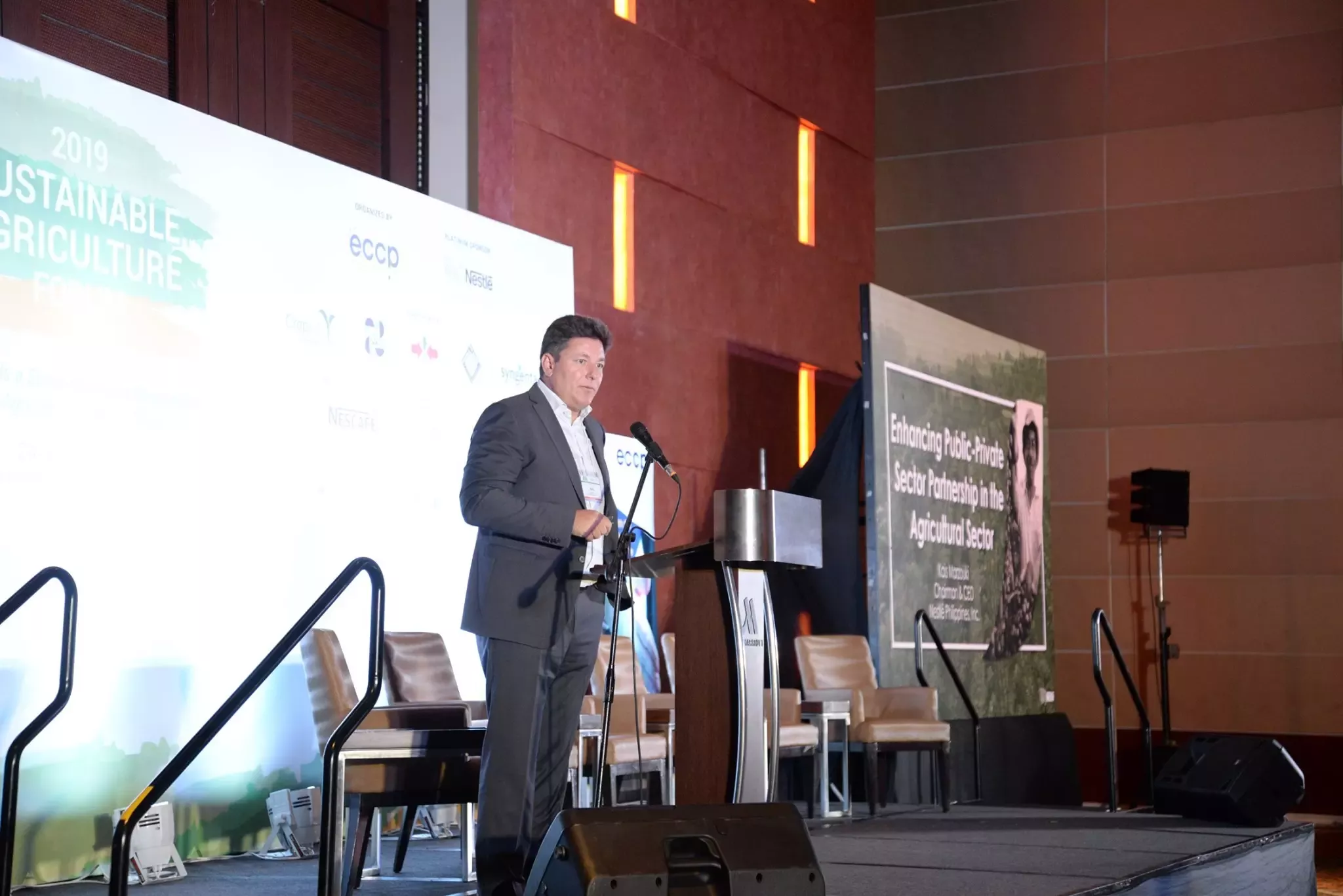 Nestlé Philippines Chairman and CEO Kais Marzouki speaks at the Sustainable Agriculture Forum
