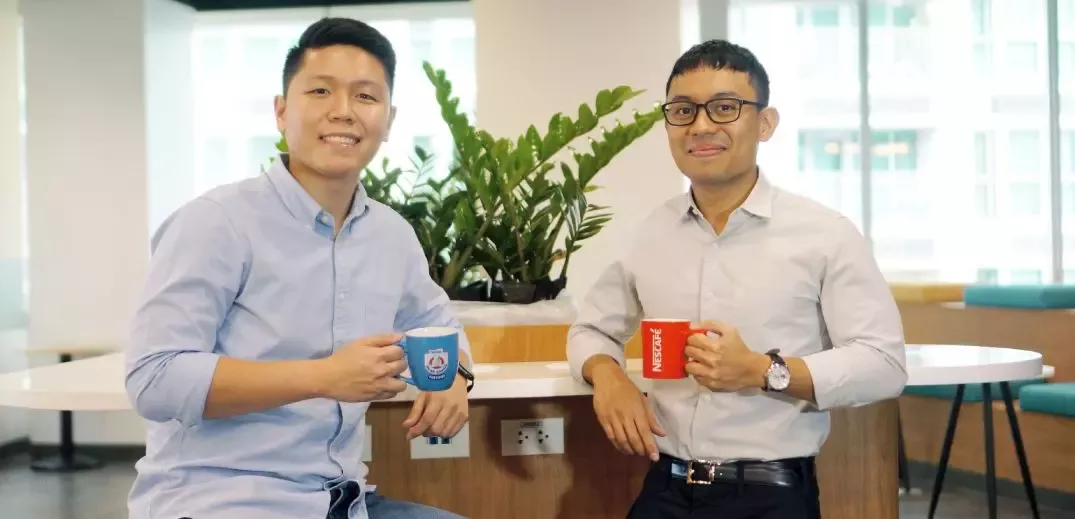 working colleagues drinking cofee